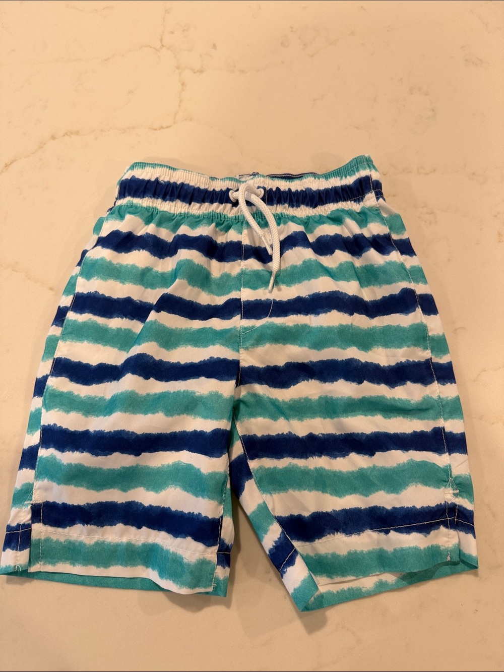 Kids Striped Swim Trunks - Blue & Teal